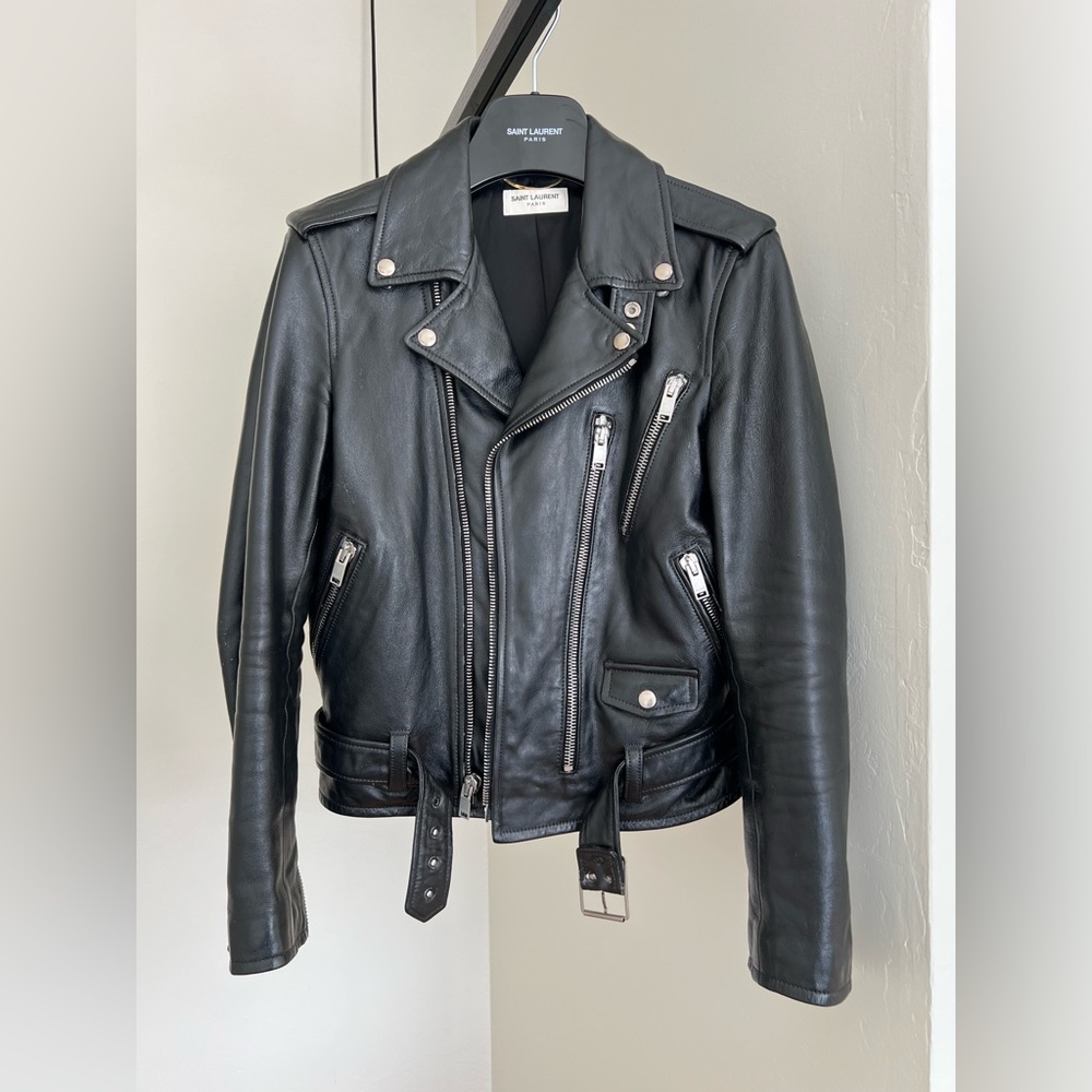 Saint Laurent Black Leather L17 Moto Jacket